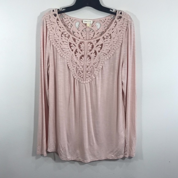 Anthropologie Tops - {Anthro} Meadow Rue Bobbinlace Pink Long Sleeve